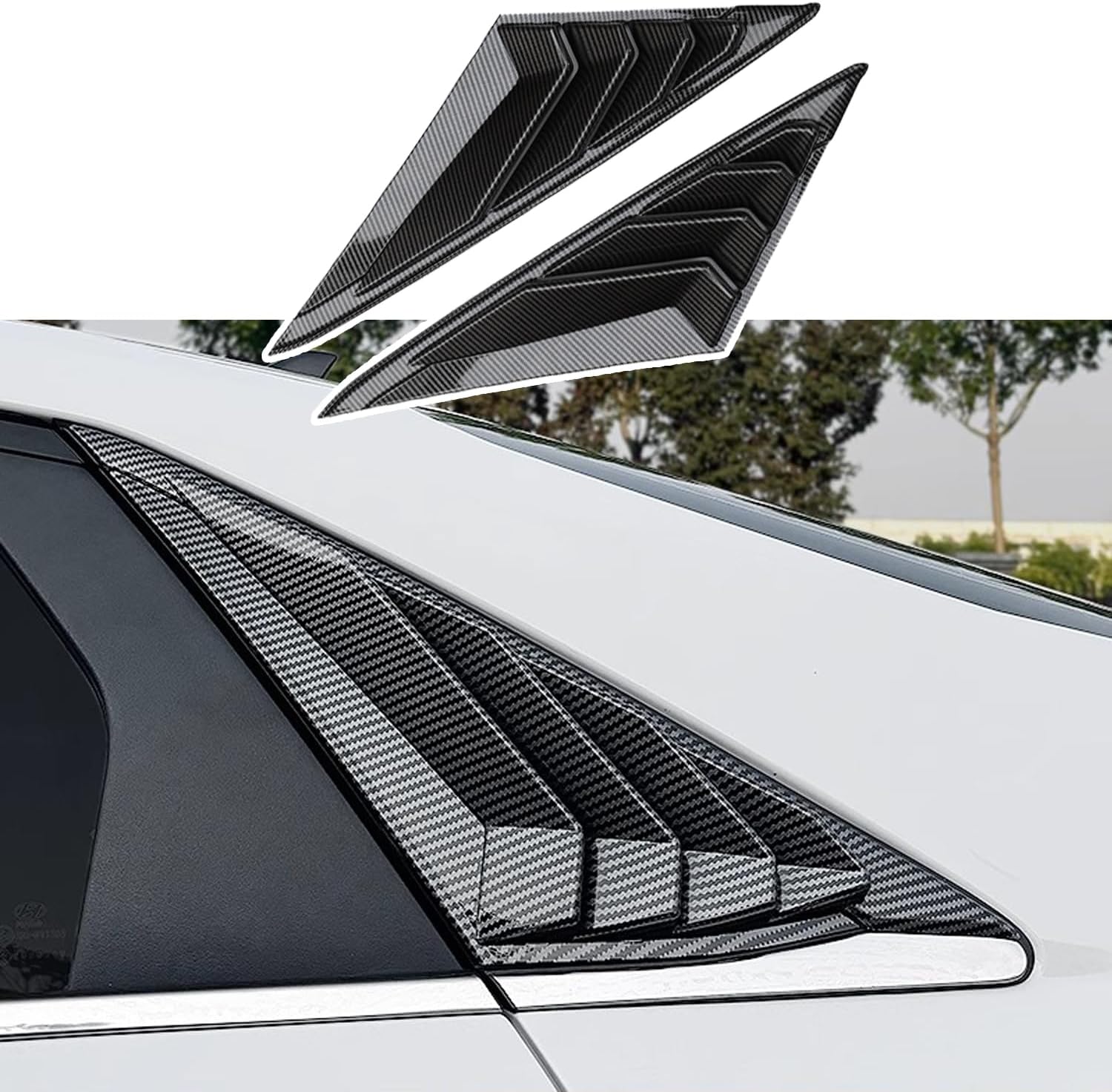 Blazeray for Hyundai Elantra 2021 2022 2023 2024 2025 Racing Style Rear Side Window Louvers Air Vent Scoop Shades Panel Cover Auto Exterior Decoration Trim Accessories 2PCS(Carbon Fiber)