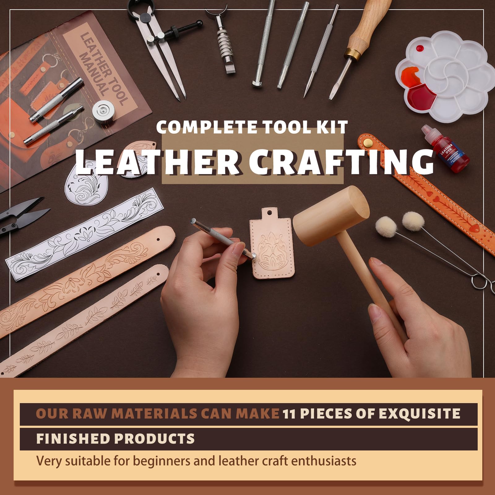 Leather Crafting Kit - Beginner Tools & Supplies -6 Leather Crafting Kit - Beginner Tools & Supplies -6