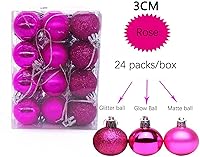 Vista 7 de 24 adornos para árbol de Navidad, mini bolas de Navidad en liquidación, pequeñas bolas de plástico inastillables para vacaciones, bodas, fiestas