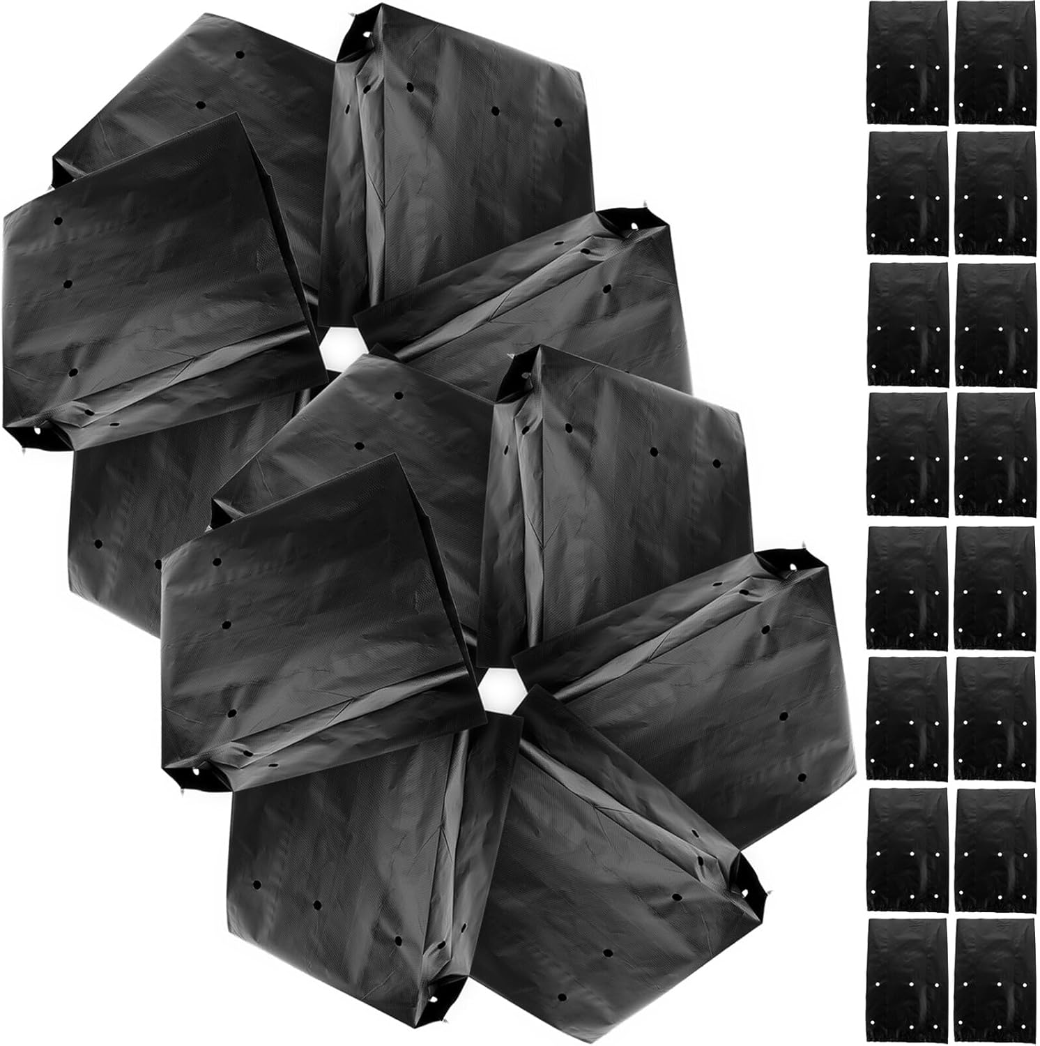 Veemoon 100pcs Pe Planting Bags for Succulent Plants and Small Tree Nursery, 30x31cm 19cm Diameter and 25cm Height, Plastic Grow Bags for Bonsai and Outdoor Gardening