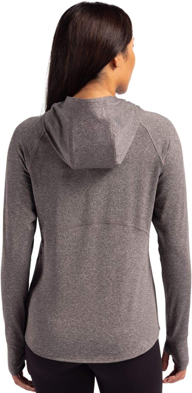 Cutter & Buck Adapt Knit Recycled Womens Heathered Hooded Pullover