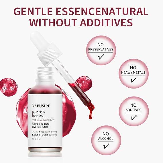 AHA 30% + BHA 2% Peeling Solution Exfoliating AHA 30% BHA 2% Peeling Solution Chemical Peel for Face BHA AHA Mask Red Peel BHA Liquid Exfoliant KP Bump Eraser Body Scrub Ingrown Hair Treatment