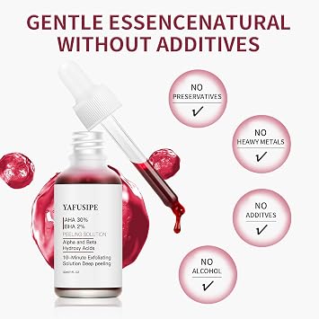 AHA 30% + BHA 2% Peeling Solution Exfoliating AHA 30% BHA 2% Peeling Solution Chemical Peel for Face BHA AHA Mask Red Peel BHA Liquid Exfoliant KP Bump Eraser Body Scrub Ingrown Hair Treatment