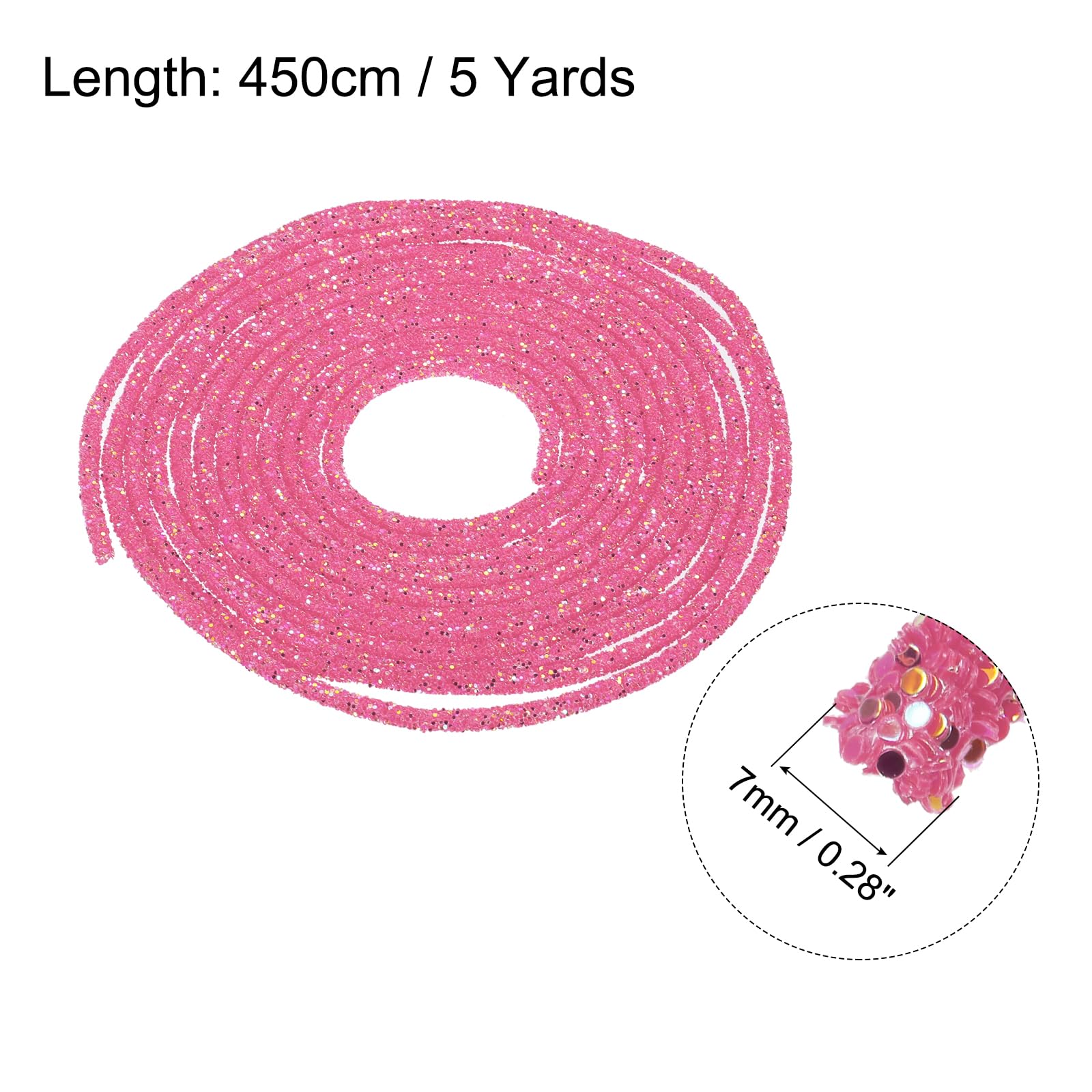 sourcing map 5 Yard 6mm 0.24 inch Glitter Sequins Rope Sequins Rhinestone Tube Cord for DIY Wedding Dresses Costume Clothing Shoes Jewelry Accessory Clear White — view 143