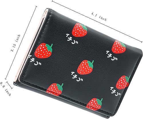 Miniatura 2 de VEELAM Billetera pequeña triple, fresa negra, Casual