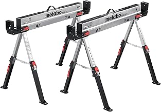 metabo MAB 82 Compact Folding Steel Work Trestle with Carry Handle I Adjustable Feet I Powder-coated Galvanised Surface