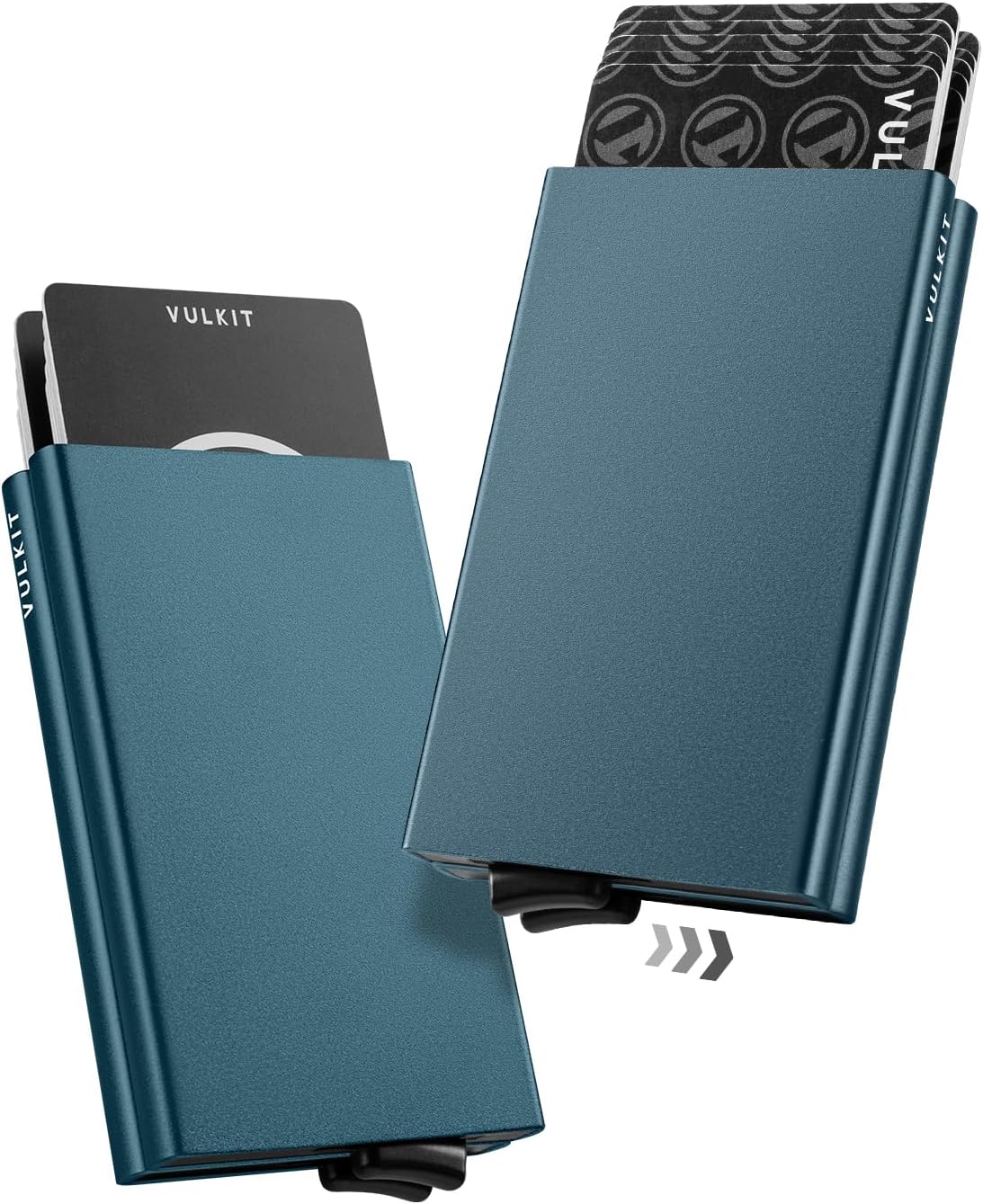 VULKIT Pop Up Card Holder Minimalist Card Case RFID Blocking Double Slim Aluminum Metal Case for Men or Women