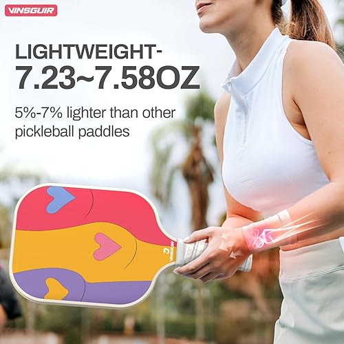 Miniatura 2 de VINSGUIR Juego de 2 palas de pickleball aprobadas por USAPA, juego de pickleball de fibra de vidrio con raquetas de pickleball, palas de pickleball,