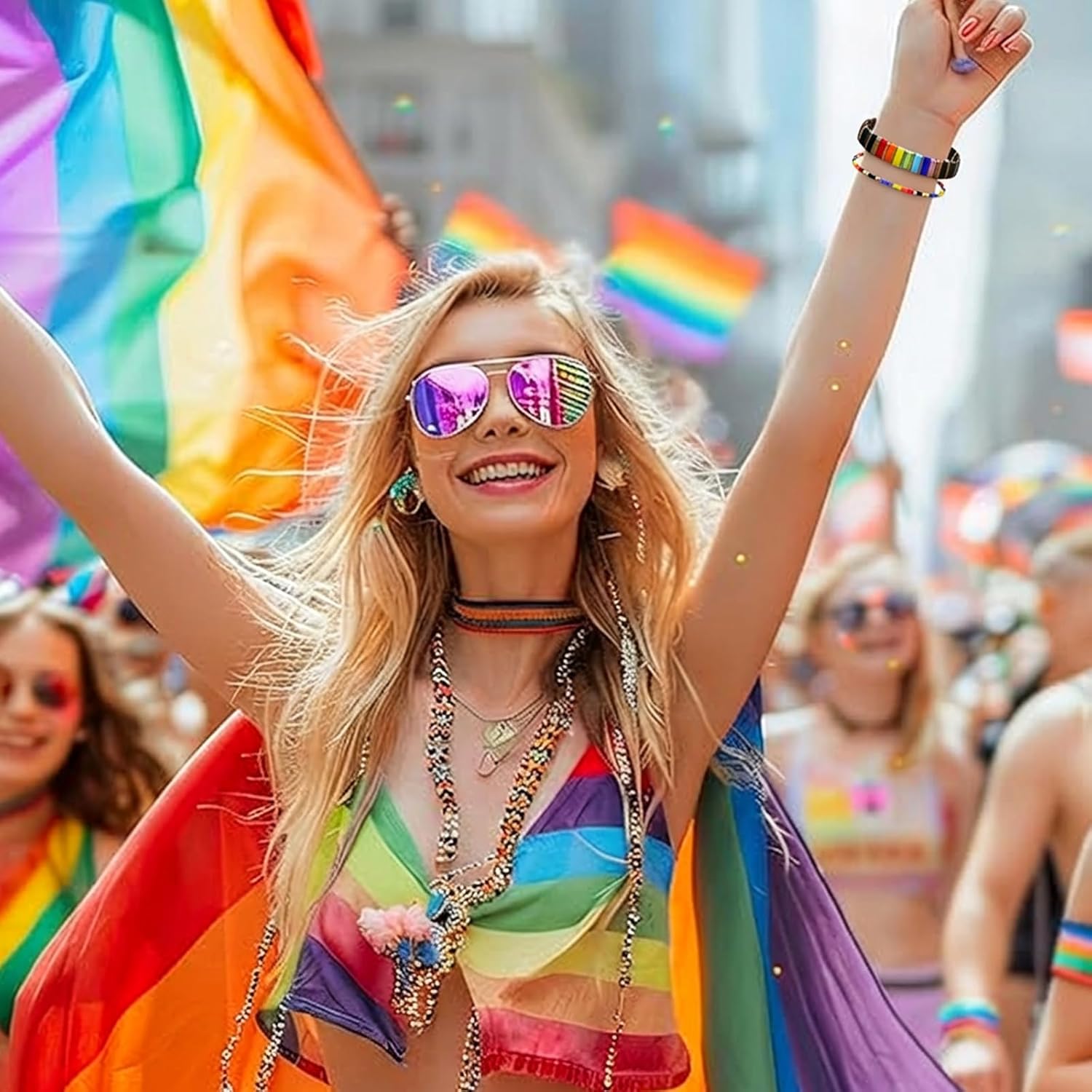 2 PCS Pride Bracelet Miyuki Tila Beaded Bracelets LGBTQ+ Rainbow Bracelets Pride Jewelry Adjusable Wristband for Trans Bisexual Asexual Gay Lesbian LGBT - Image 6