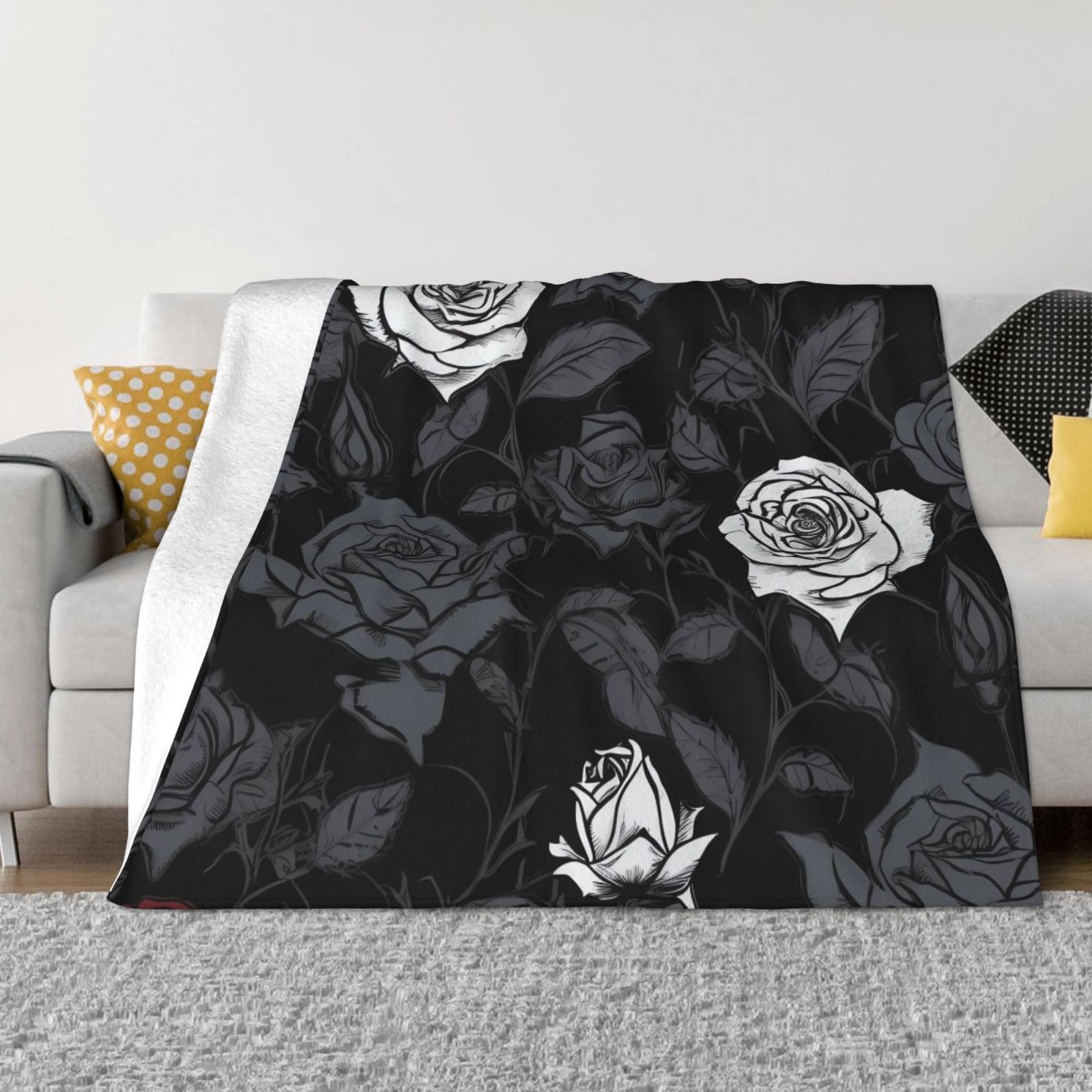 KLOPH Rose Gothic Throw Blanket 60"x50" Flannel Fluffy Warm Blanket for Couch, Reversible Plush Blankets for Bed, Comfy Fuzzy Blanket for Sofa, Plush Lightweight-Blankets for All Season