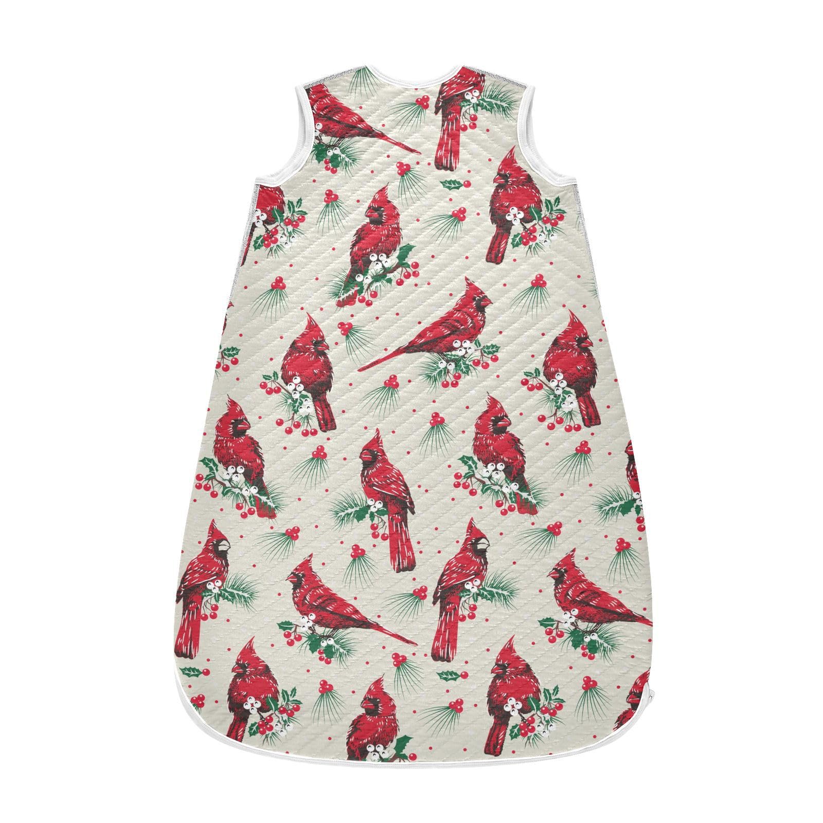 vvfelixl Cardinal Birds White Berries Baby Sleeping Bag Sleep Sack,Baby Wearable Blanket Sleep Suit for 0-6 Months