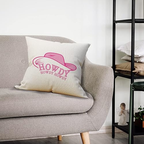 Miniatura 3 de Funda de almohada de vaquera rosa occidental con sombrero de vaquero Howdy Howdy para adolescentes, adolescentes, niñas, mujeres, regalos, 18 x 18