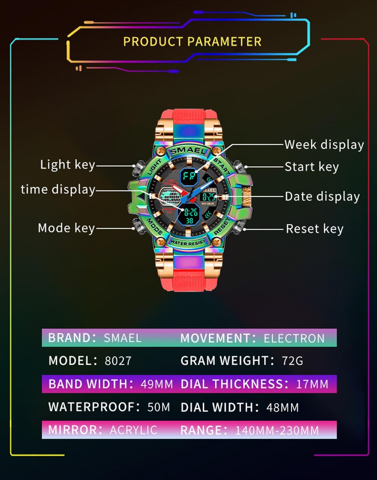 Montre De Sport pour Homme Numériques Montres Imperméable Digital Militaire Montres avec Alarme Mode Grand Cadran Montres