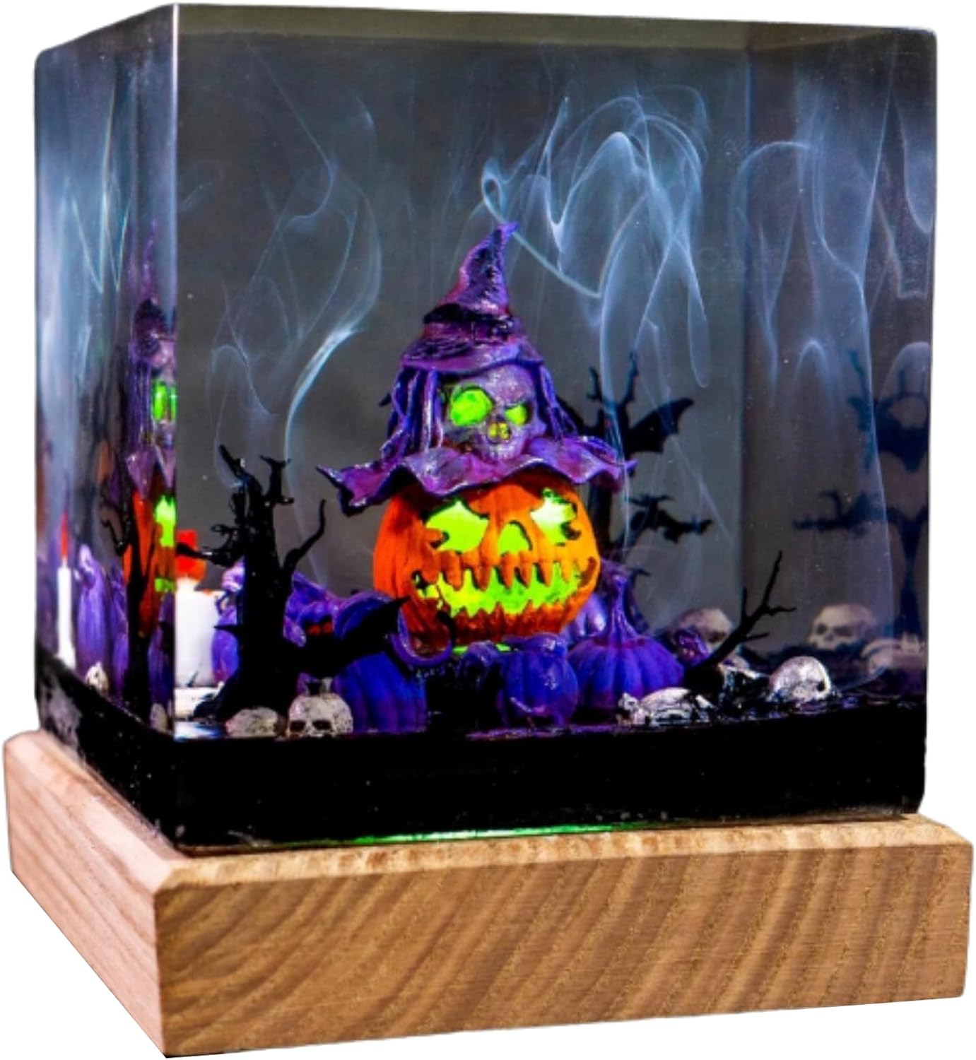 Halloween Pumpkin Lantern Night Light, Spooky Hand, Bats & Pumpkin Home Decor Light, Halloween Witch Pumpkin Lamp, Unique Lighting, Christmas and Halloween Gifts (8x8x8 cm)