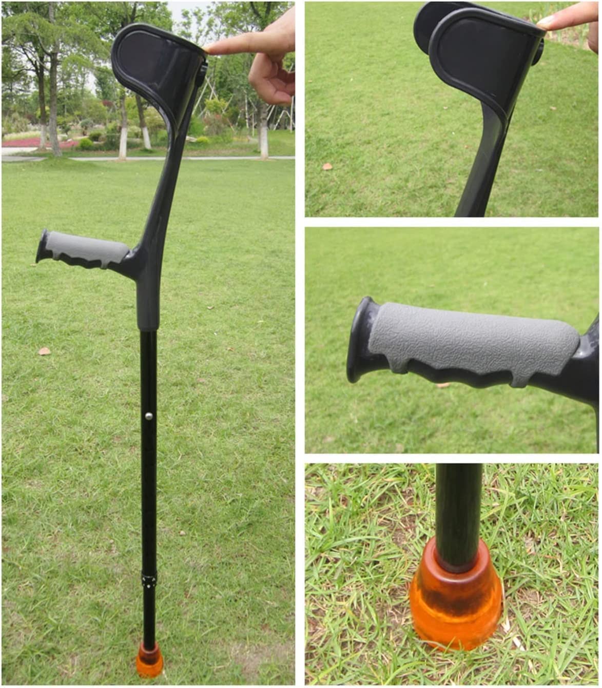 PAASHE Muletas de antebrazo para Adultos, 1 par de Bastones de Aluminio, Bastones Ajustables en Altura, Base Antideslizante, puños Antideslizantes, bastón para Caminar