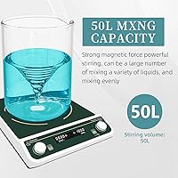 Vista 2 de Mezclador agitador magnético de 50 L, gran capacidad, placa de agitación de 13 x 13 pulgadas, ajuste de sincronización digital y velocidad