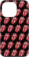 Vista 10 de Carcasa negra para iPhone 16 Rolling Stones Classic Tongue Logo Repeat