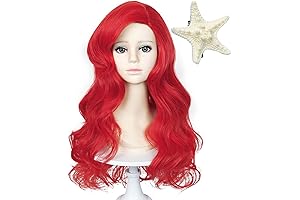 Mermaid Red Hair Wig for Kids - 21-Inch Long Curly Mermaid Wig for Girls
