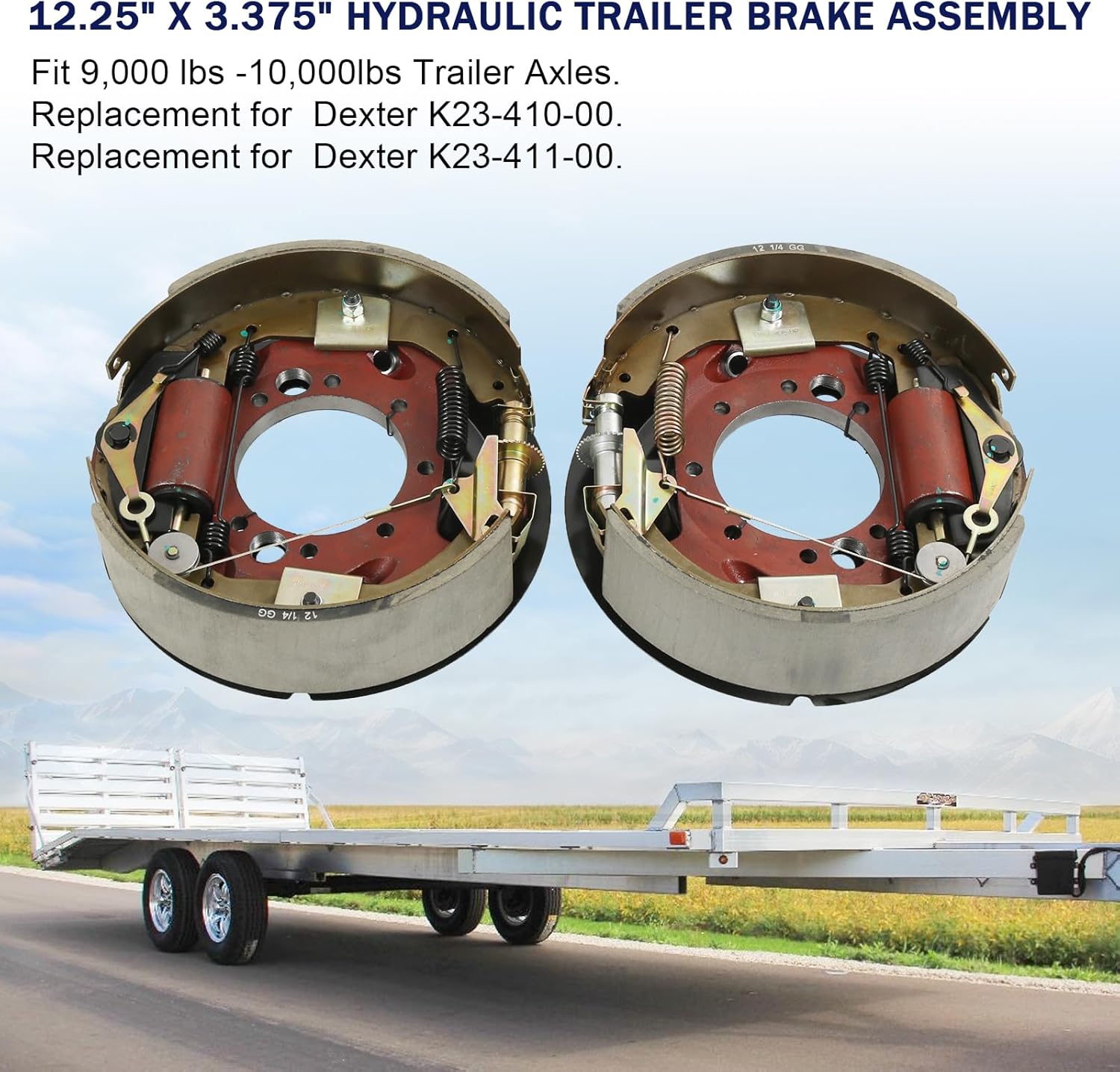 12インチ x 2インチの電動トレーラーブレーキシューズ交換キット2組 5000ポンド