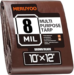 8 Mil Tarps Waterproof 10x12 FT, UV Resistant & Rip Tear Resistant Reversible Poly Tarp with Grommets, Ideal for Outdoor Furniture Cover, Car Protection, Garden Plants & Home Storage
