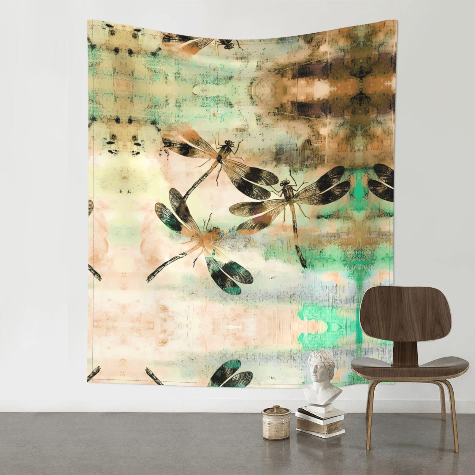WHJSHOP dragonfly dragonflies vintage Prints Original Wall Tapestry 60x51in – Boho Throw Blanket for Dorm Decor, Beach Picnic, & Bedroom Layering