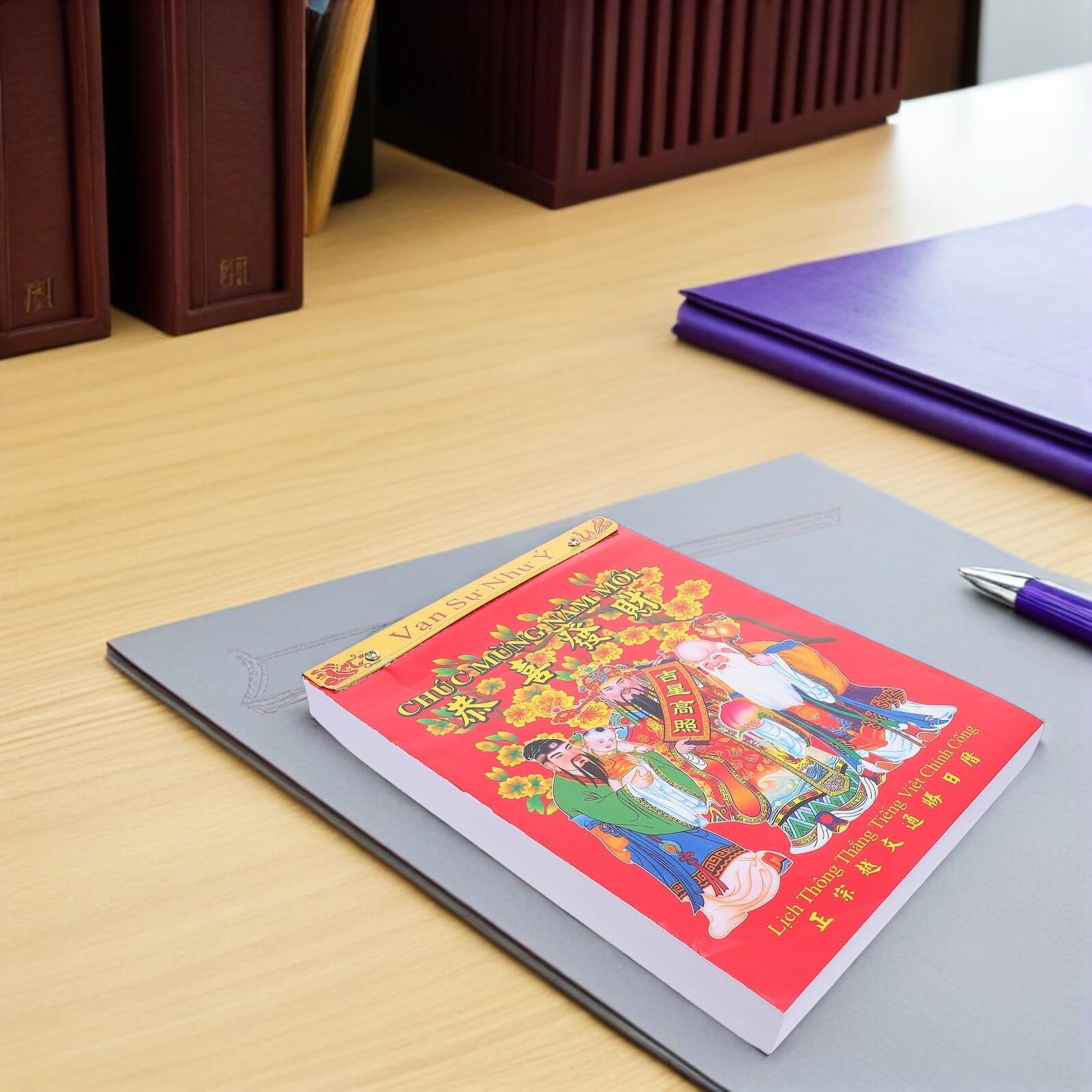 FOMIYES Calendario Cinese da Parete 2026 Anno del Cavallo Calendario Lunare da Appendere Tradizionale Vietnamita 190X260 MM Planner Annuale Termini Solari e Lunari per Capodanno e