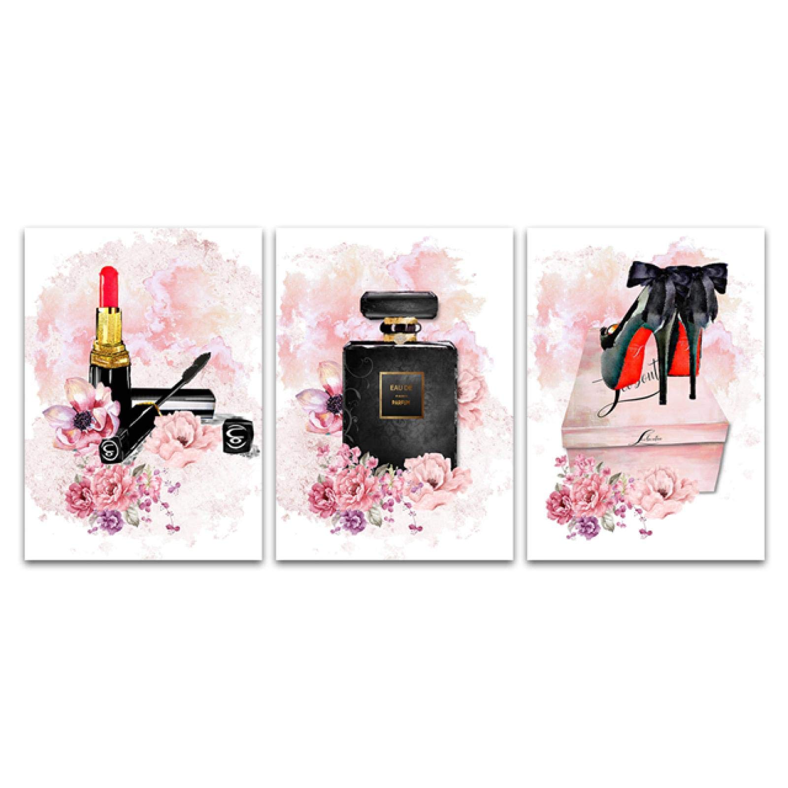 Peinture sur Toile Rouge à Lèvres et Parfum de Qualité Supérieure avec Cadre Intégré