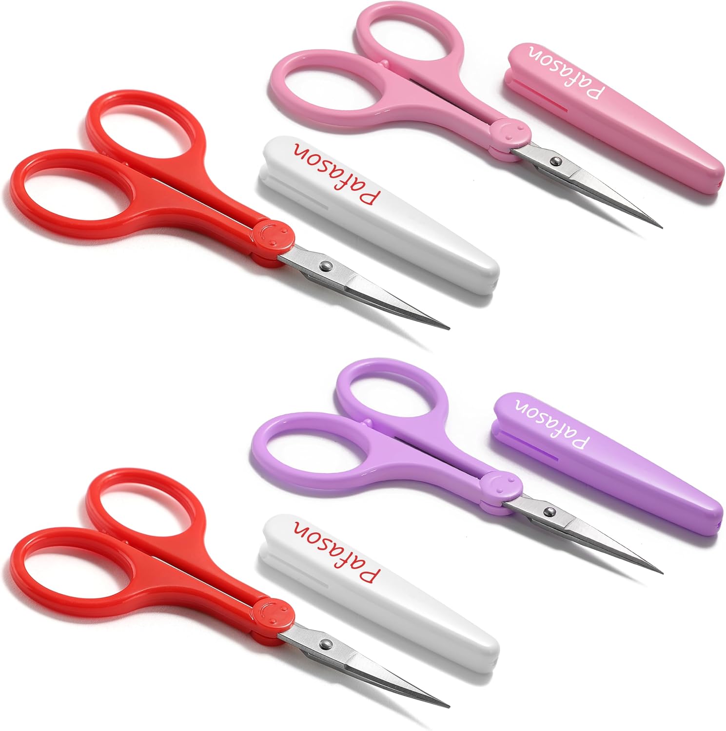 PAFASON Small Travel Sewing Crafting Scissors Set Straight Curved Tip