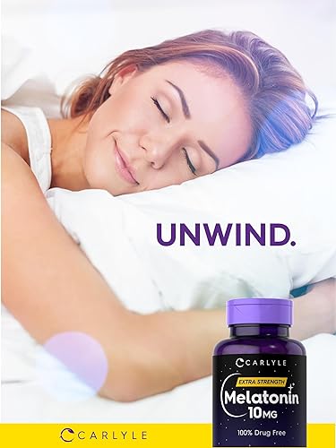 Miniatura 6 de Melatonina 10 mg  365 tabletas  Ayuda sin medicamentos para adultos  Suplemento vegetariano sin OMG sin gluten  por Carlyle