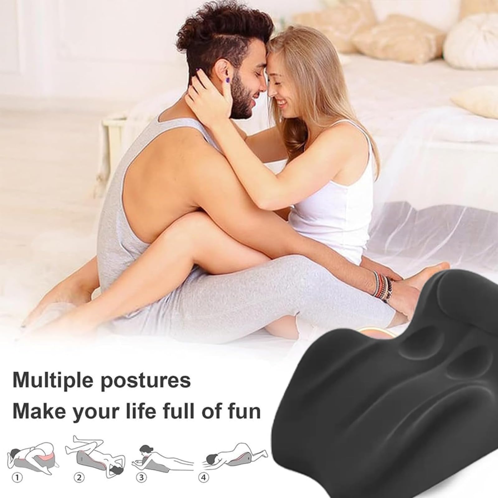Almohada para parejas, ángulo de 27°, posición perfecta, cojín de cuña de espuma viscoelástica para apoyo de intimidad y espalda, ideal para todas las posturas, mantiene la noche agradable