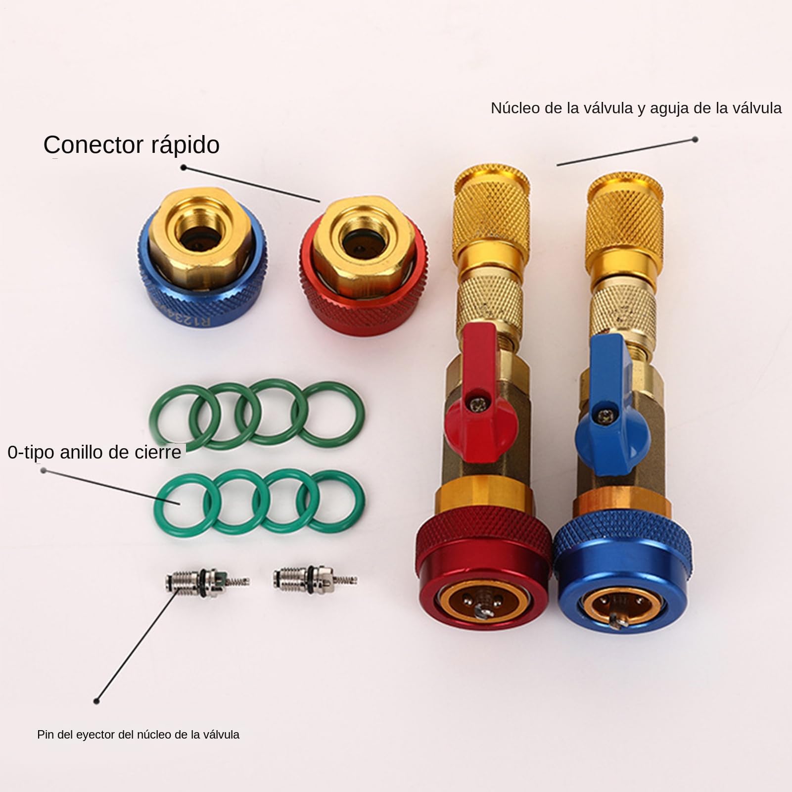 Extractor De Válvulas Extractor e Instalador Rápido de Válvulas de | Kit Portátil Reparación Sistemas AC con Herramientas para Coche, Camión y Motocicleta