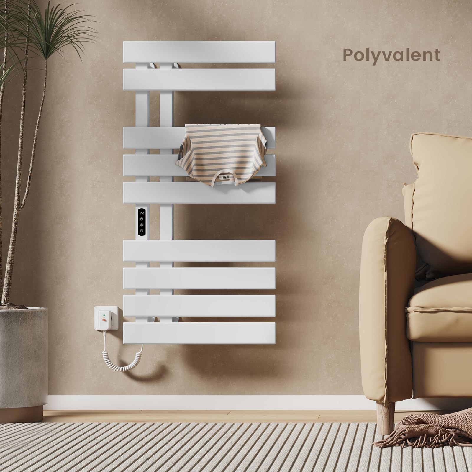 EMKE Radiador de Toallas Eléctrico 1000 x 500 mm,Blanco,320W
