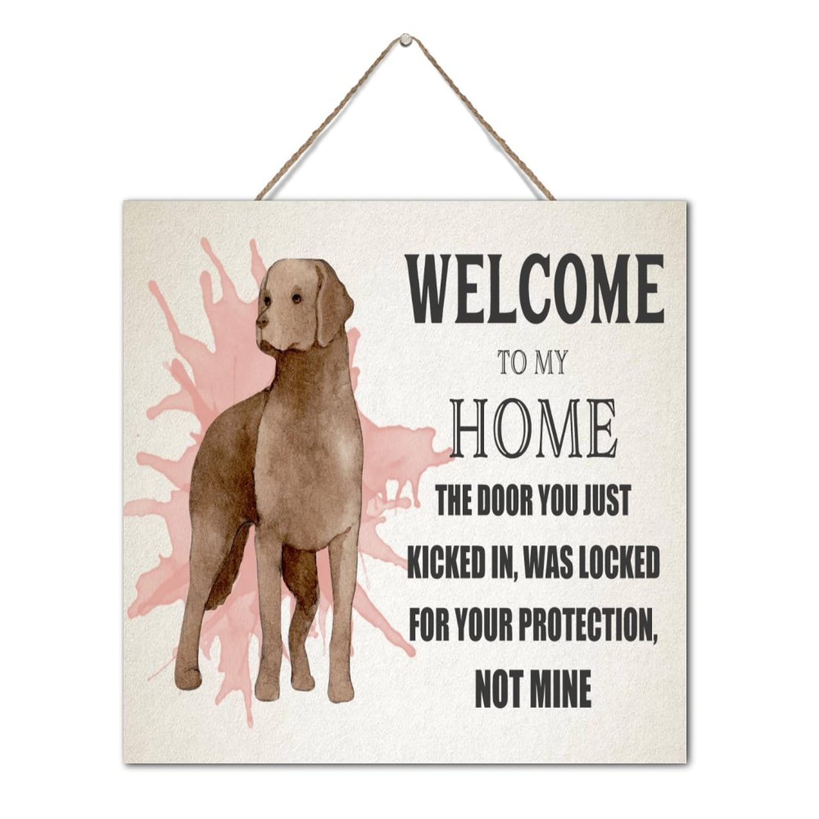 Décoration primitive en bois suspendre avec motif chien mignon plaque murale d'accueil