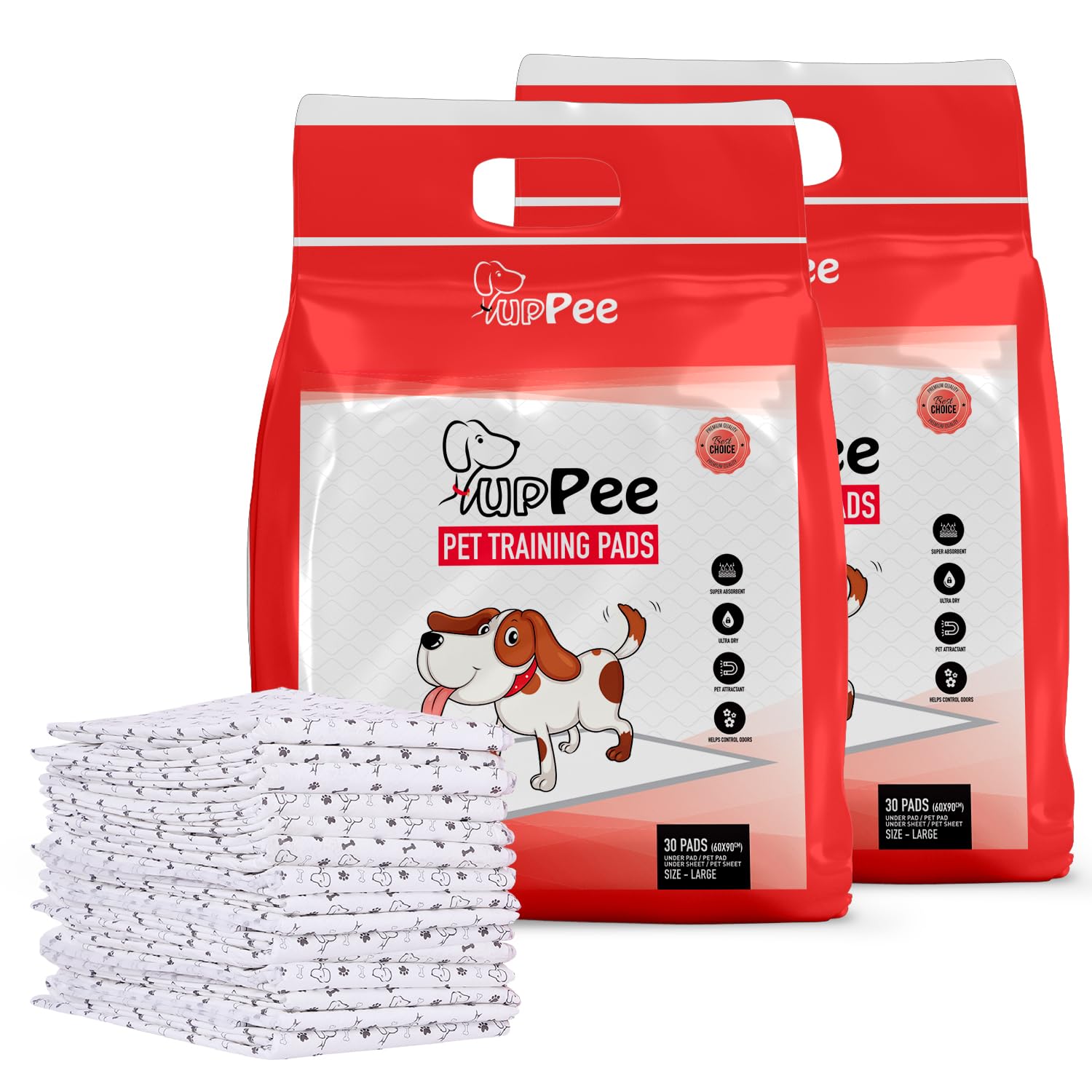 Sponsored Ad - Training Pads with Super Absorbent |Waterproof |4 Layered Leak Proof | Poop Training Pads |Pet & Puppy Peeing Toilet Trainer | Non Slippery | Size : 60X90CM (Large Size)- 60 Count