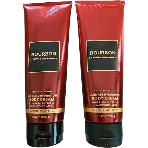 Bath & Body Works Men's Bourbon Ultimate Hydration Body Cream 8 Ounces Pack of 2
