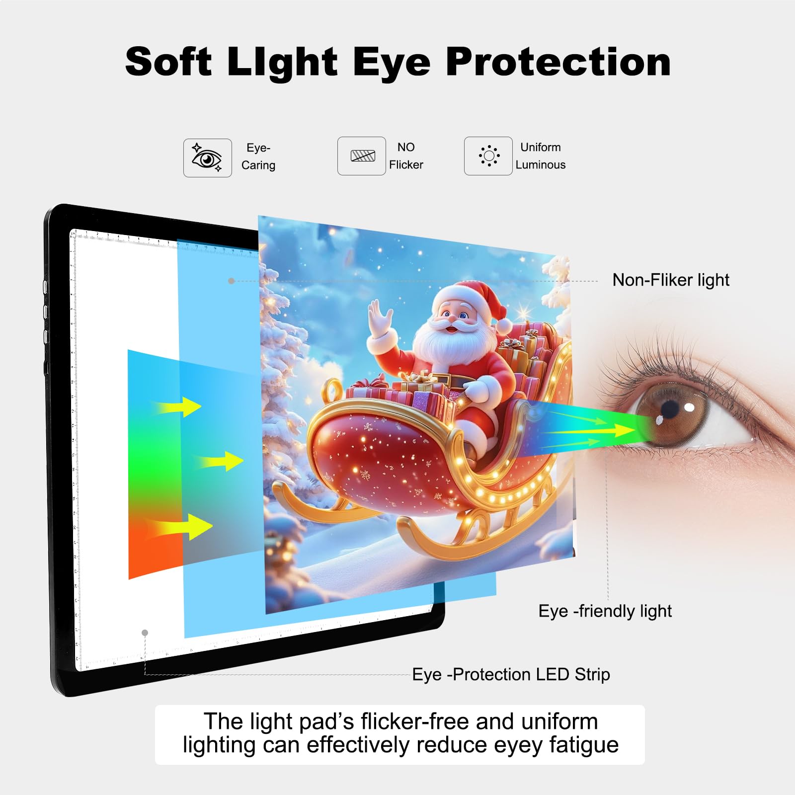 Elice Wiederaufladbares A4-Lichtpad für Diamantmalerei, magnetische LED-Lichttafel mit physischer Taste, superhelles Diamantkunst-Lichtpad, ultradünne Leuchtbox zum Nachzeichnen, Jäten von Vinyl,