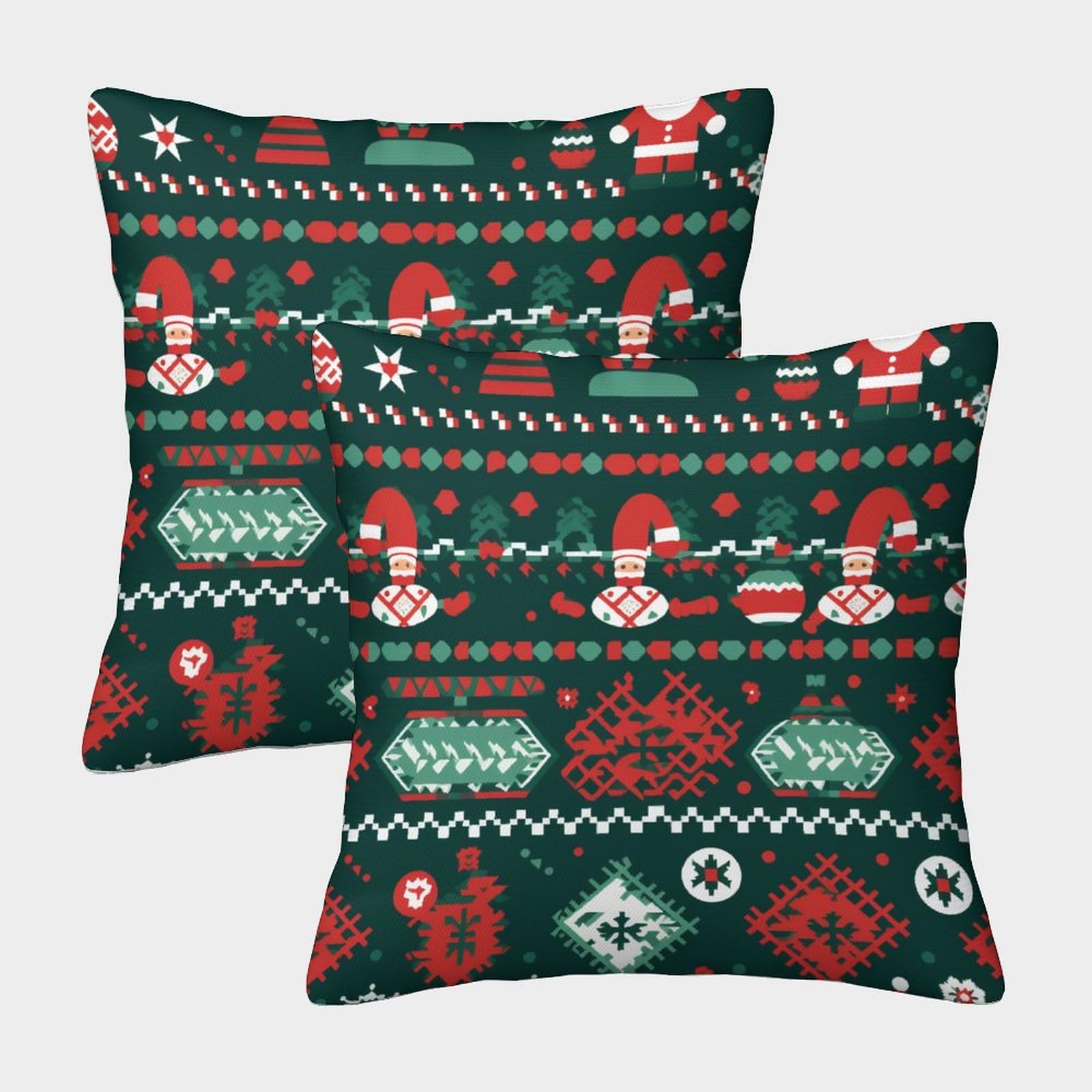 BARDYS Christmas Pillow Cases Square Cushion Covers Invisible Zipper Decorative 2pc set for Bedroom Couch Car 45x45cm