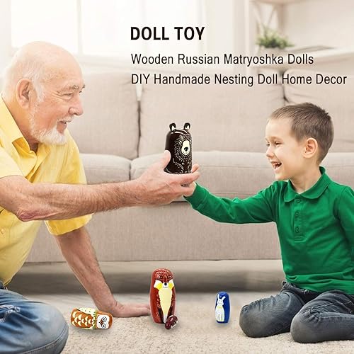 Miniatura 41 de HYCLES Muñecos de anidación ruso Matryoshka de madera apilables para niños, juguetes hechos a mano para niños, decoración de cumpleaños de Navidad