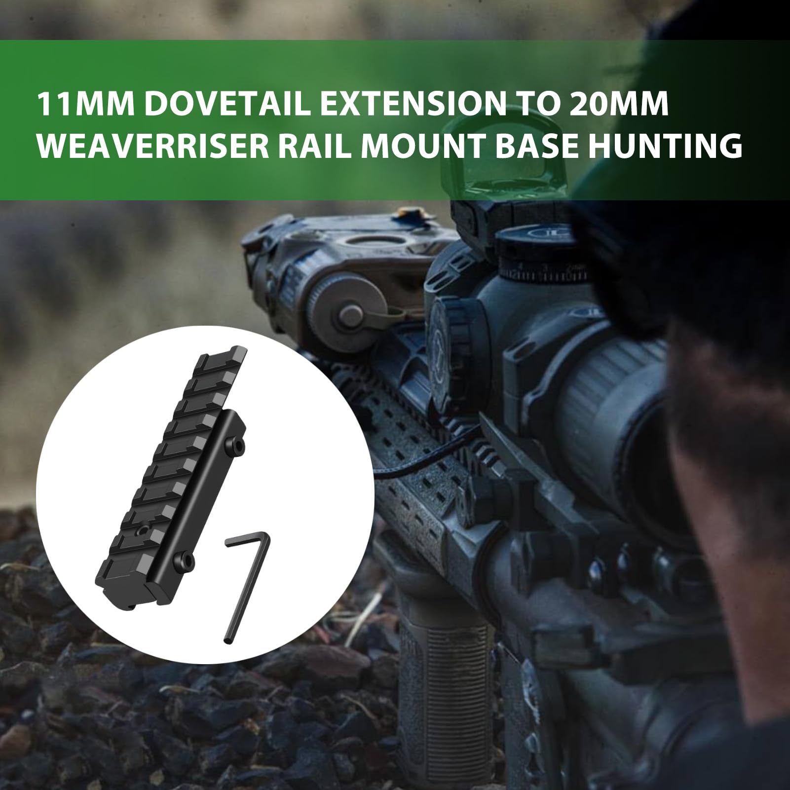 Convertisseur de Montage AR 11 mm Queue d'aronde Vers 20 mm, Queue d'aronde Tisserand Picatinny, Montage à Profil Bas Adaptateur, Adaptateur de Montage pour Cibles Tactical Range Extender