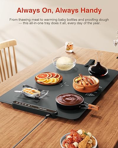 Miniatura 7 de Tapete de calentamiento eléctrico para alimentos, con temporizador de 1 a 99 horas, 7 ajustes de temperatura, calefacción patentada de superficie