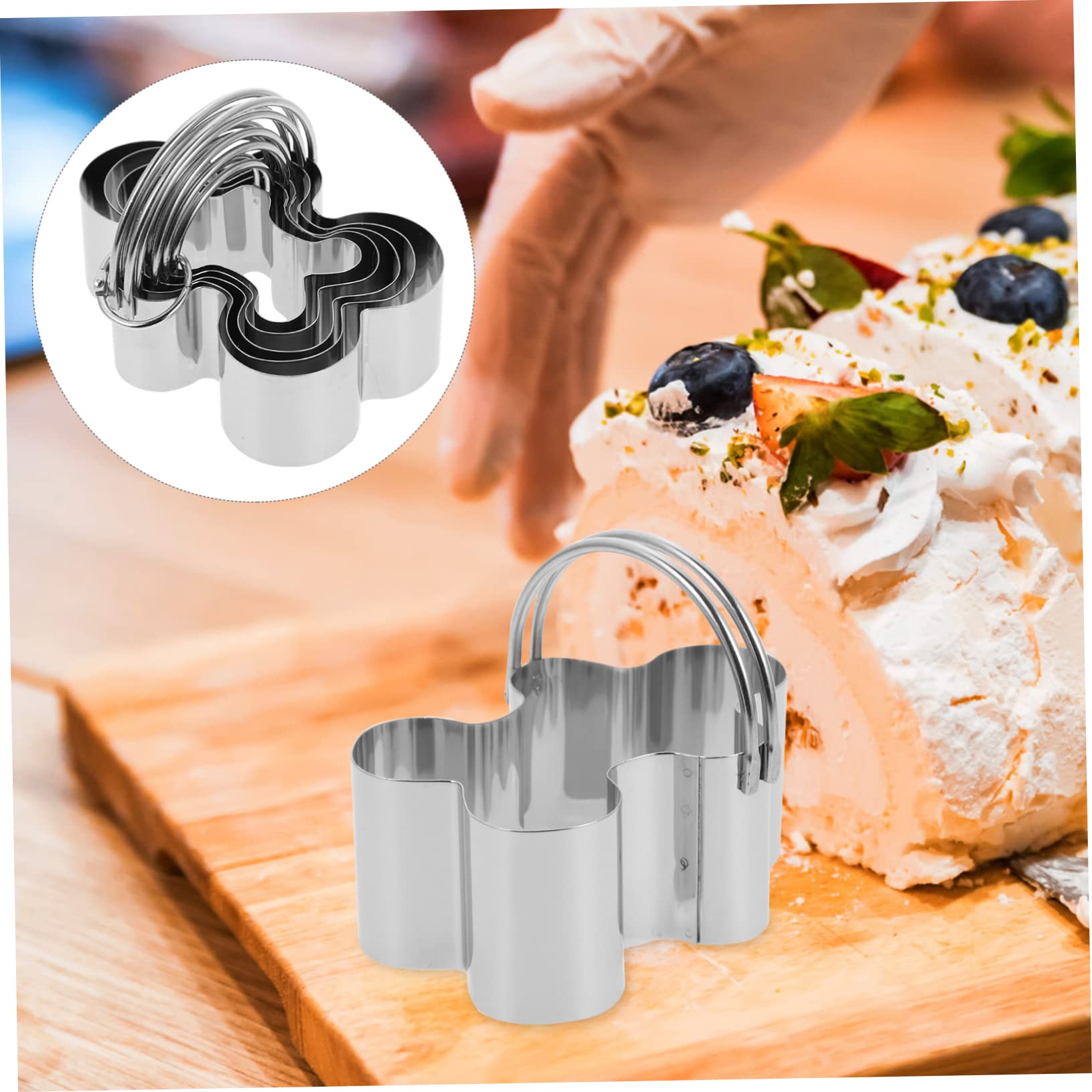 PRETYZOOM 20 Stk 5-teiliges Set Mousse-ringe Fondant Keksform Backform Kekse Mit Schokoladenüberzug Schöner Keksausstecher Formen Für Lebkuchenplätzchen Keksformer Silver Rostfreier Stahl