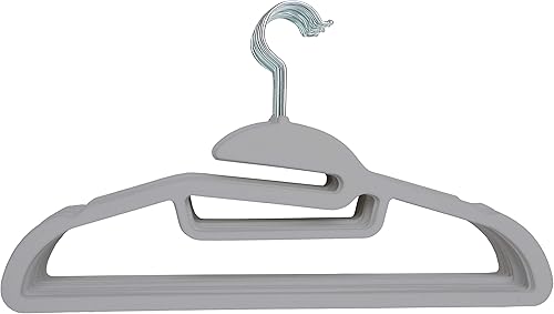 Simplify Paquete de 24 perchas de terciopelo con cuello, barra de corbata y bufanda, ganchos de tanque de camisola, ahorrador de espacio abrazable,