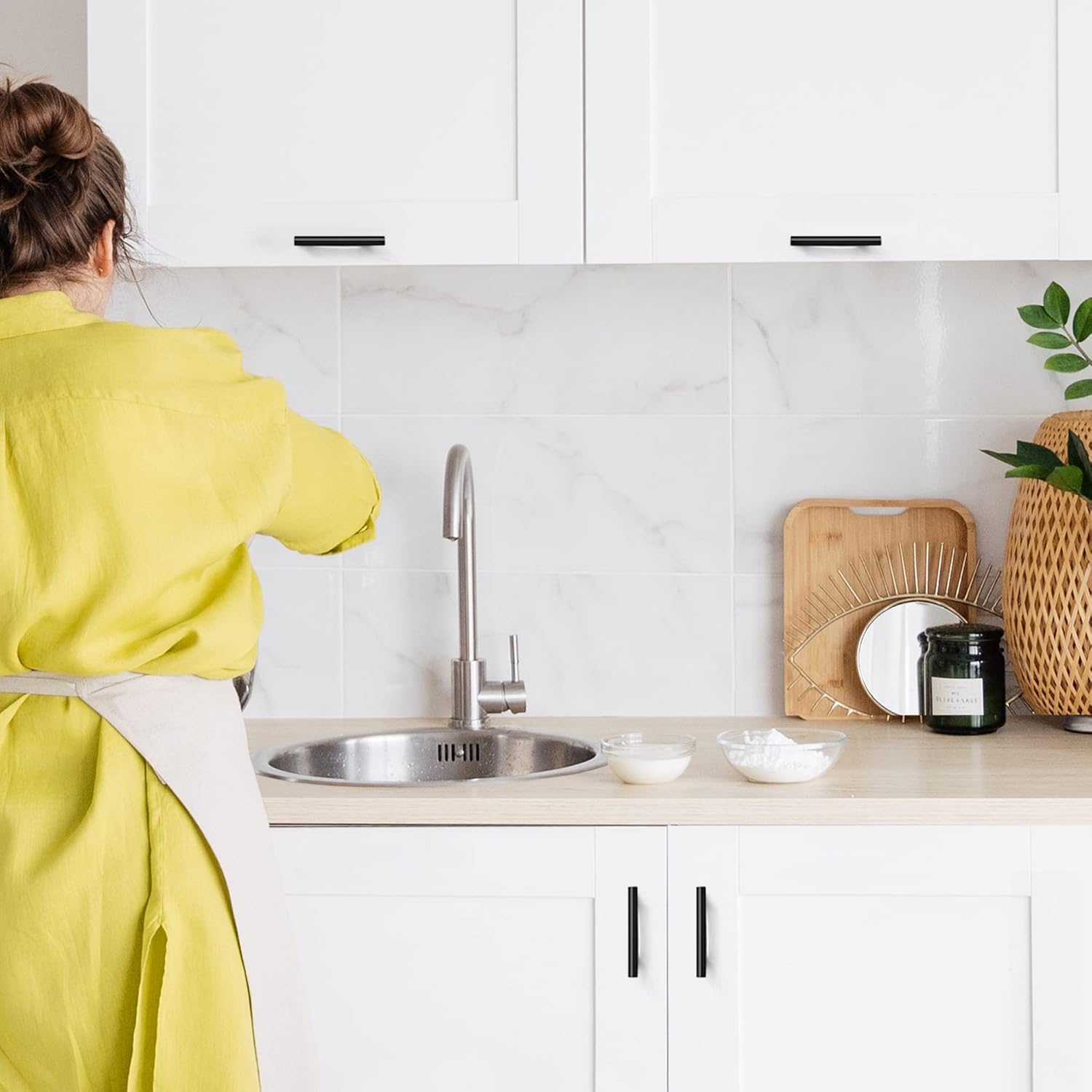 Ravinte Black Cabinet Handles 15 Pack 3-3/4 Inch Cabinet Pulls Matte Black Kitchen Cabinet Handles Modern Drawer Pulls Black Hardware for Kitchen Cabinet