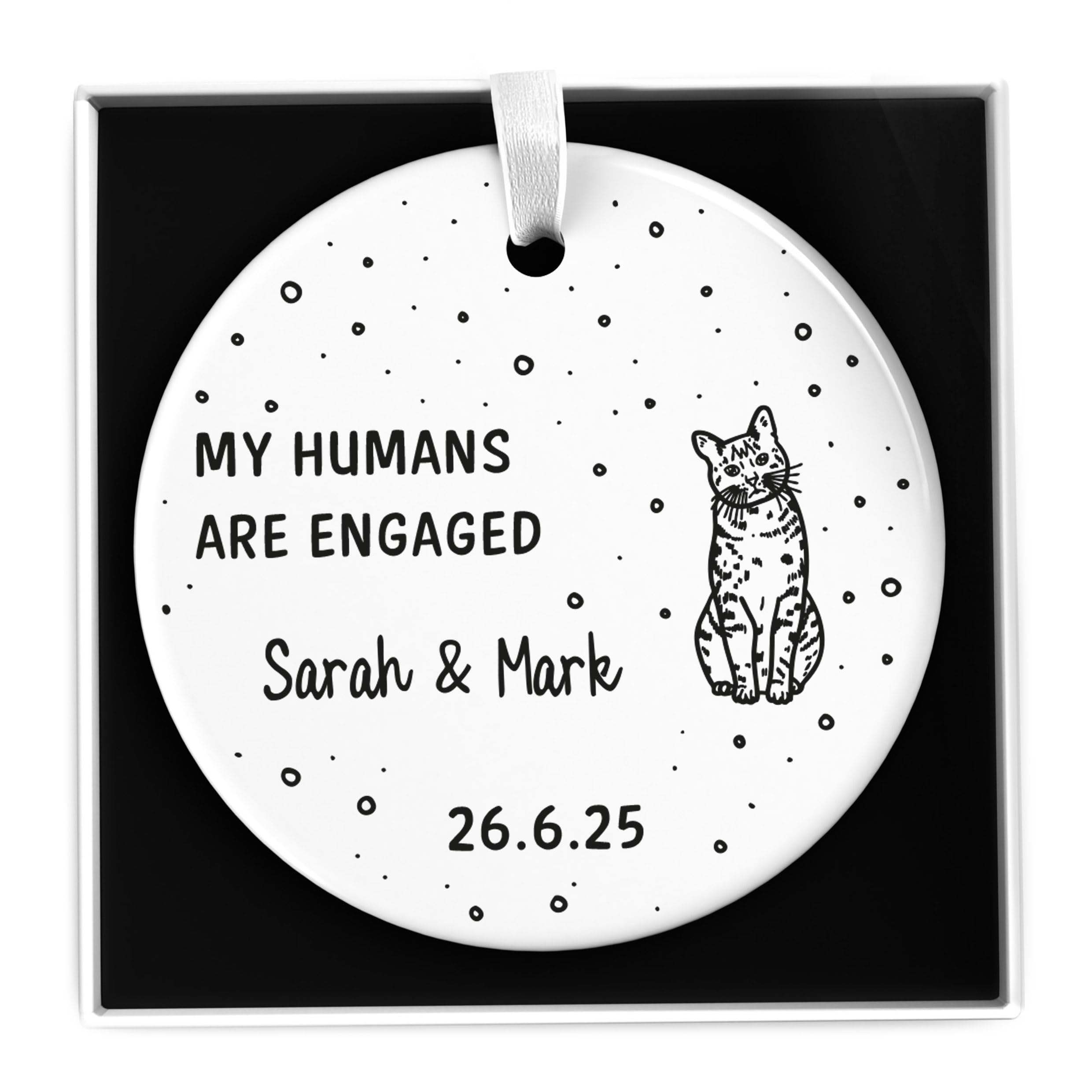 Beecreative Personalised My Humans Are Engaged Gift - Cat Engagement Gift - Engagement Gifts For Cat Lovers - Cat Owner Gift - Engagement Keepsake - With Gift Box