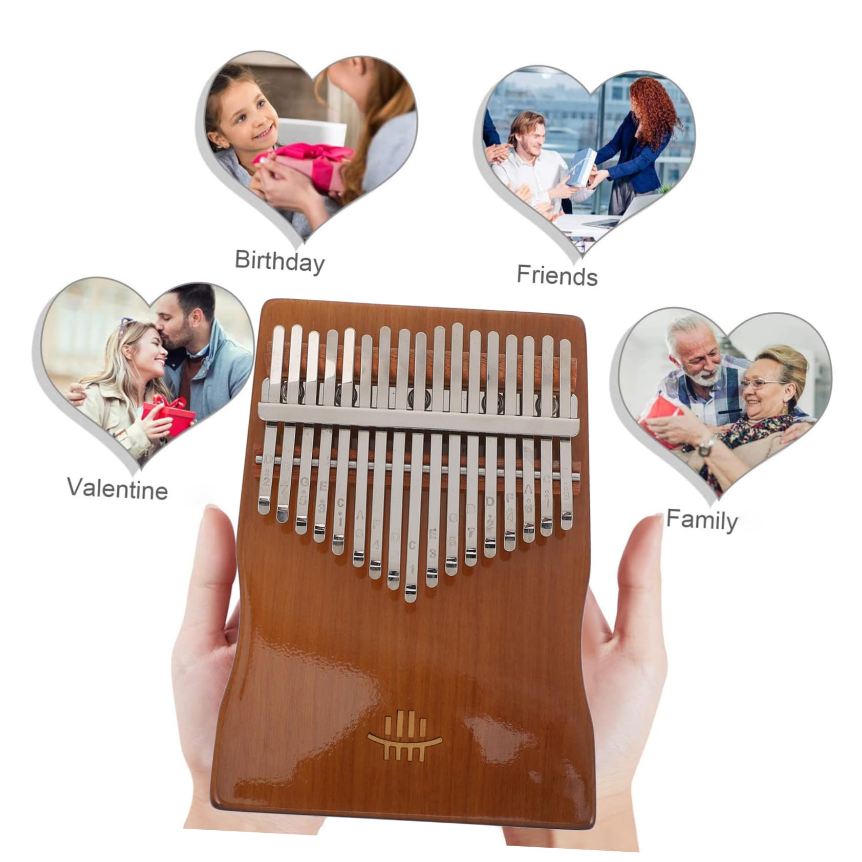Toyvian Pianoforte per Dita 17-toni Kalimba in Legno e Metallo per Principianti, Strumento Musicale Portatile Martello Accordatore