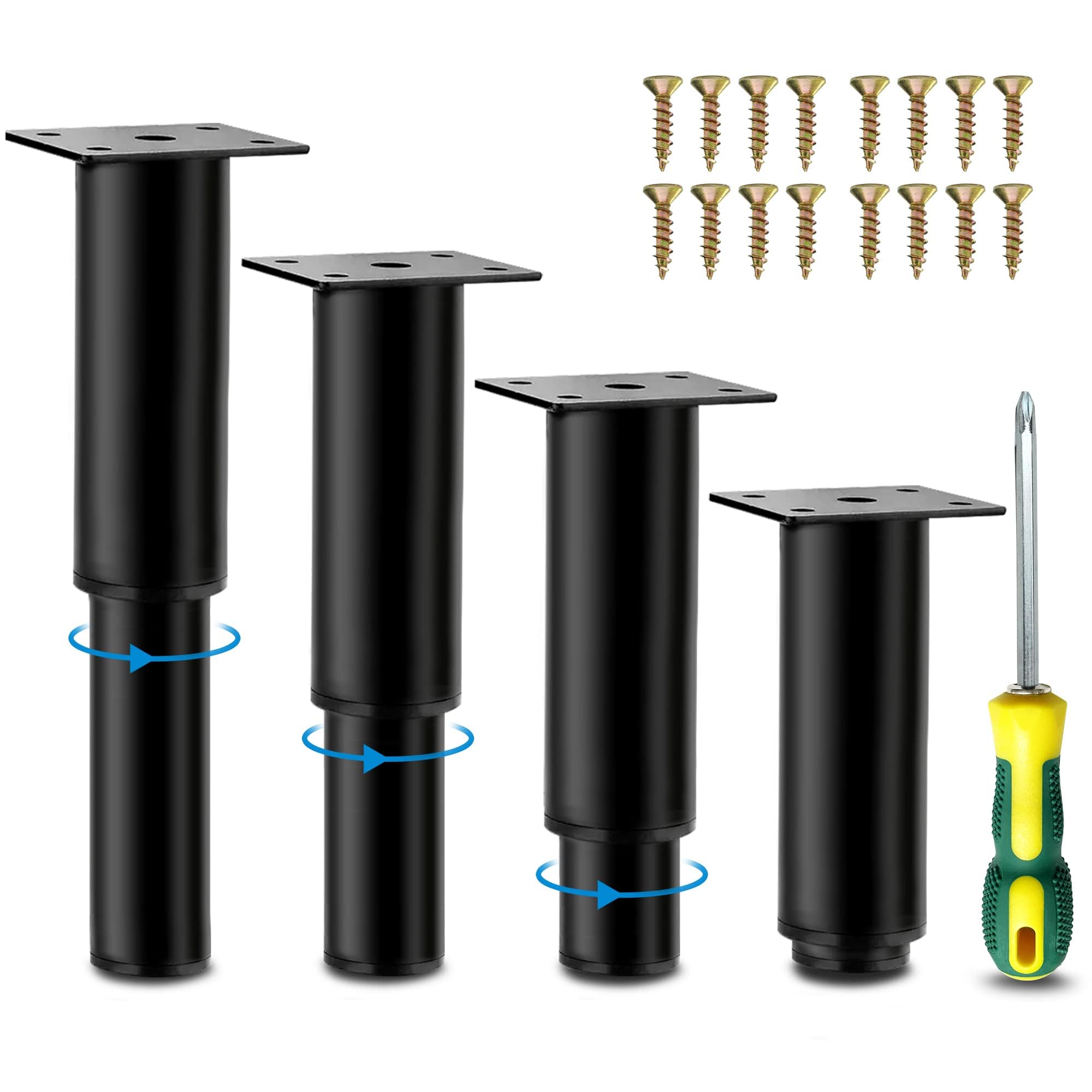 Piedini Regolabili Per Mobili - Set Da 4 Gambe In Acciaio Con Viti - Altezza 0-15mm Per Letti E Divani - Foto 12