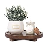zoocatia Round Decorative Tray Wood Bathroom Counter Organizer Farmhouse Kitchen Decor Wooden Riser for Soap Dish, Perfume, Candle, Sponge, 8