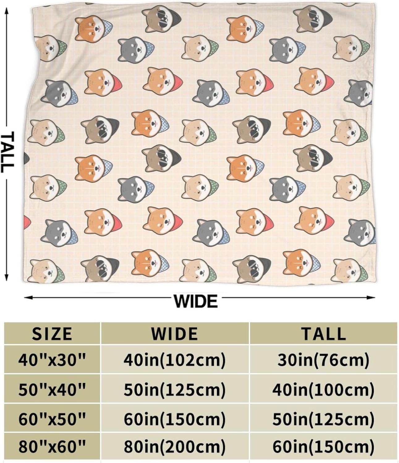 ADovz Shiba Inu Dog Blanket Flannel Throw Blankets for Kids Boys Men Women Couch Bed Sofa Birthday 80 * 60