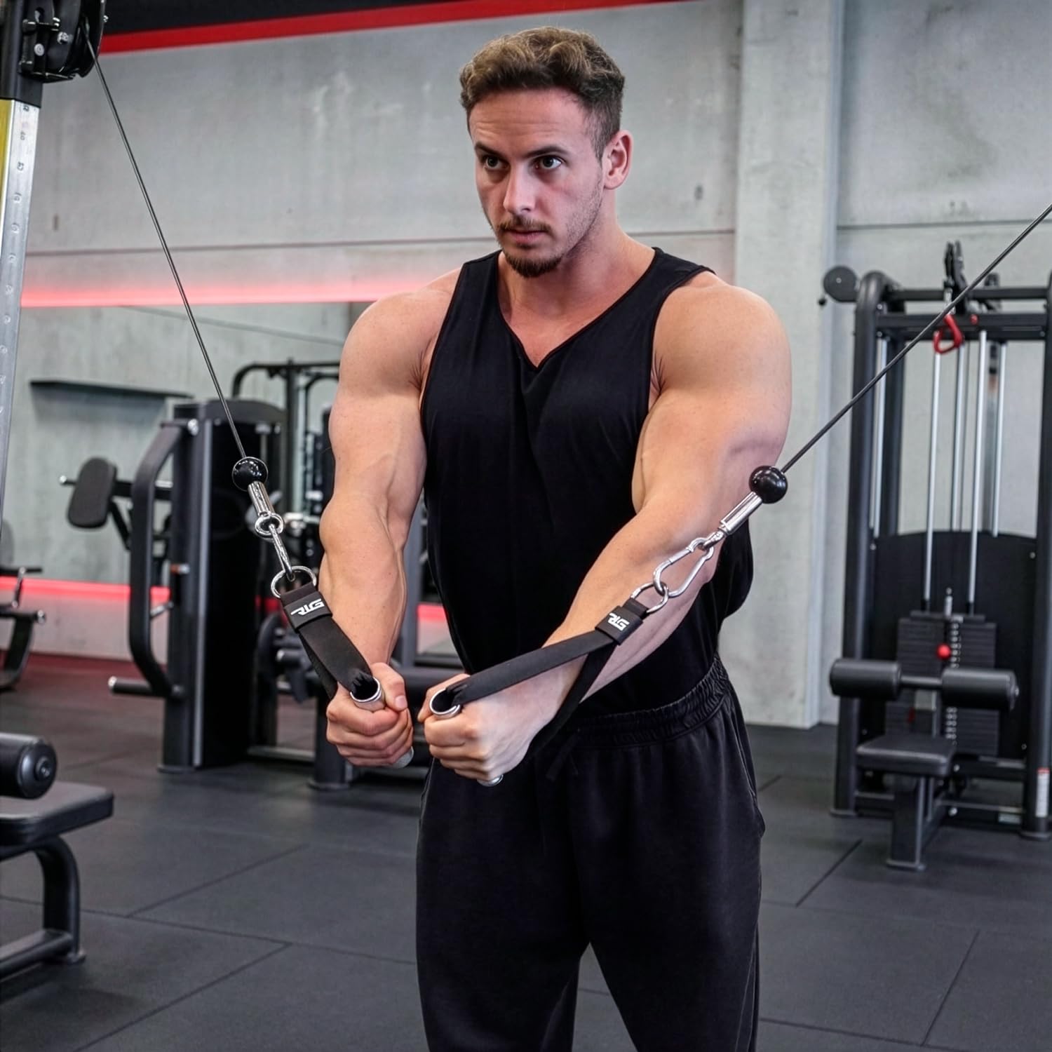 RL Grips Impugnature unilaterali per pulegge da Palestra con Manico in Alluminio - Set di Maniglie semplici per Allenamento con pulegge da Palestra - Anelli per Esercizi di Bodybuilding con Cavo
