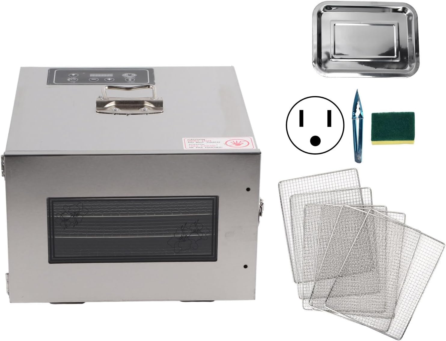 Food Dehydrator Machine, 400W Electric Food Heat Dehydrator Machine for Home Stainless Steel Trays Food Dehydrator Machine with 6 Trays for Meat, Dog Treats, Herb, Veggies, Yogurt